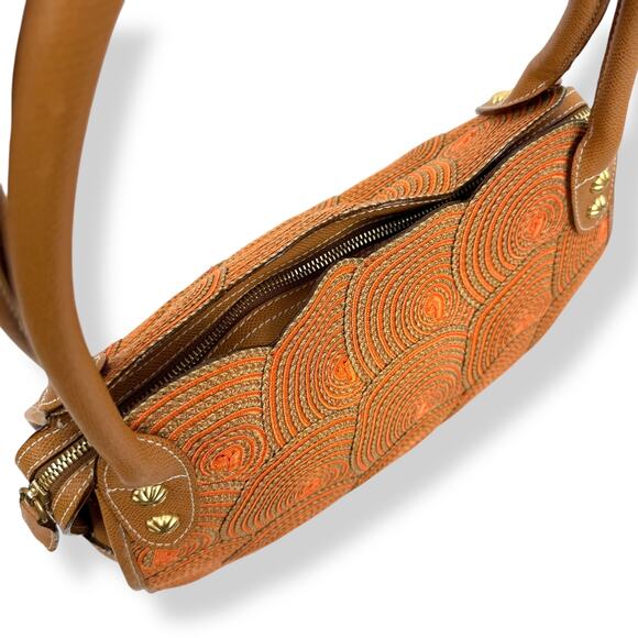 Vintage ERIC JAVITS NEW YORK raffia woven leather handbag - Picture 9 of 16